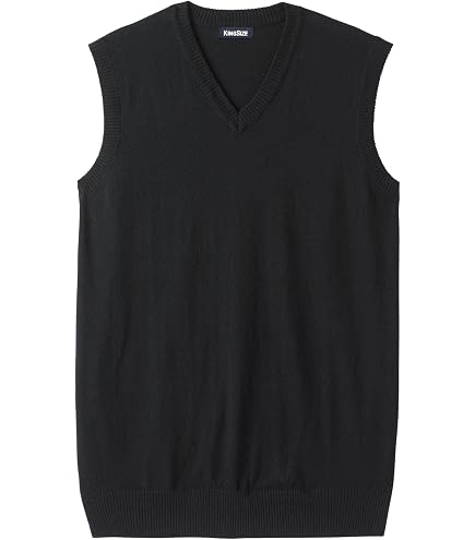 KingSize Shaker Knit V-Neck Sweater Vest Black | Men's Big & Tall